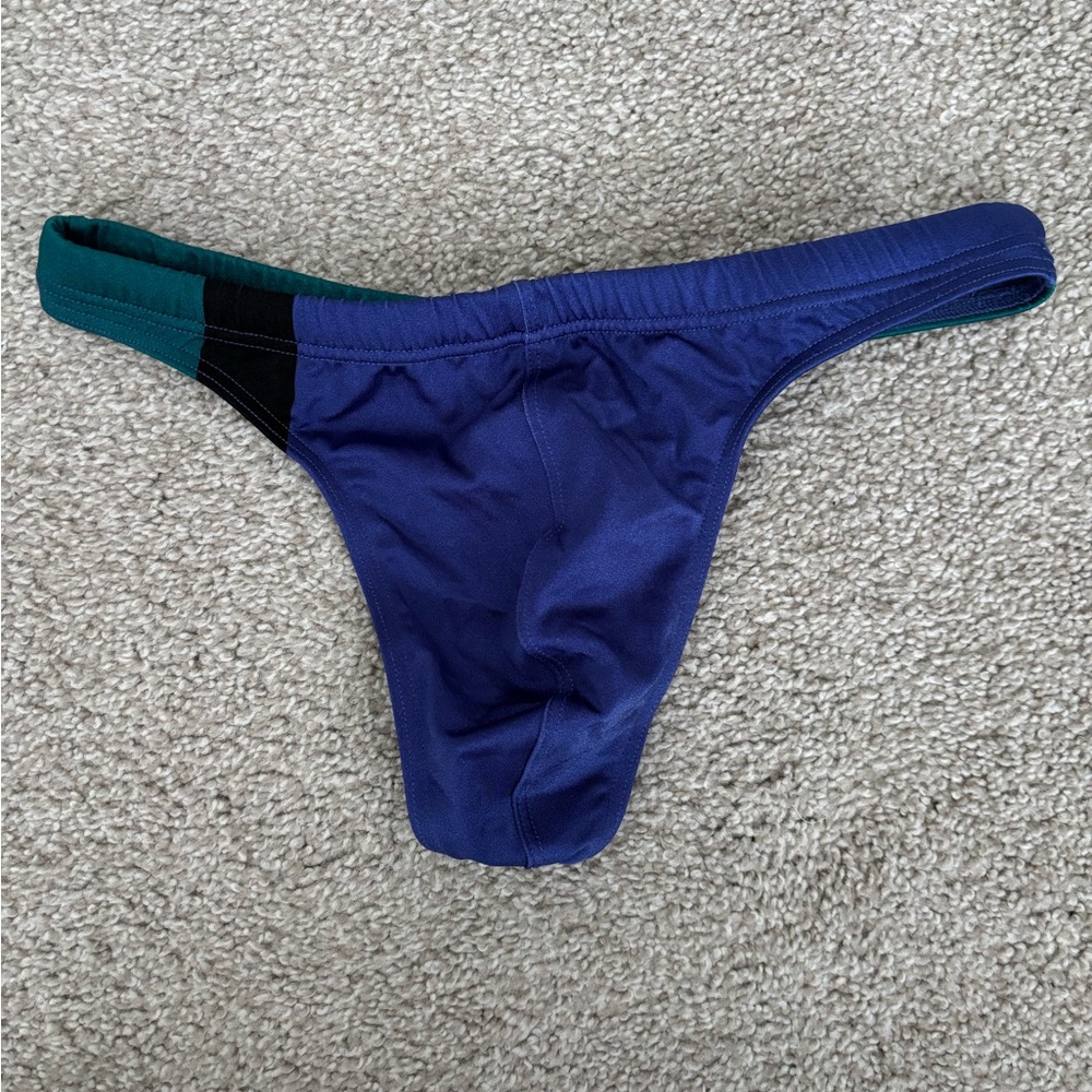 Men's Blue and Green Swim Thong